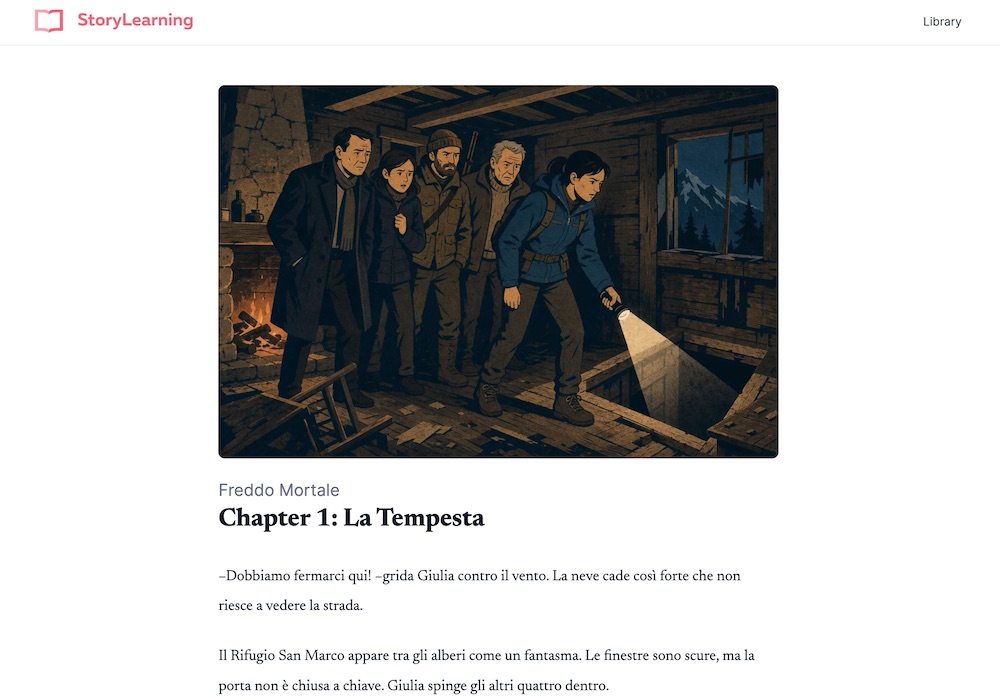 A story in the StoryLearning app, pitched at the reader's level.